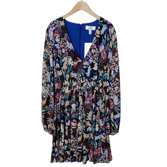 NWT Badgley Mischka Long Sleeve Alison Mini Dress in Floral Print Size 4 - Picture 2 of 8